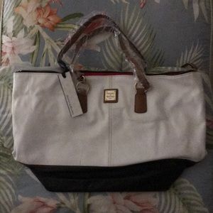 Dooney & Bourke White/Black O-Ring Shopper